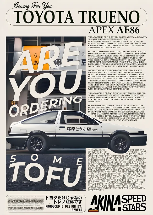 Toyota Trueno AE86 · Akina Speed Stars metal tablo