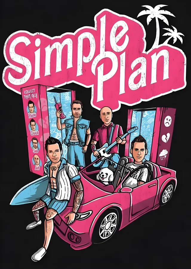 Simple Plan: Pembe Araba metal tablo
