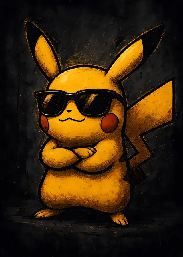 Pikachu: Güneş Gözlüğü metal tablo