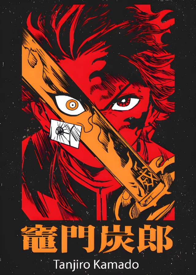 Demon Slayer: Tanjiro Kamado Alev Bakışı metal tablo