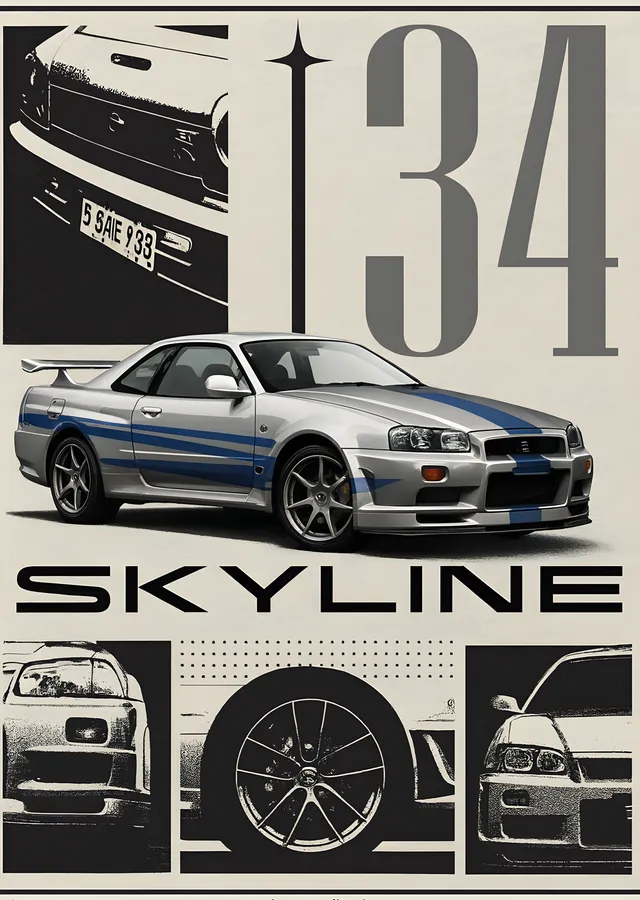 Skyline R-34 metal tablo