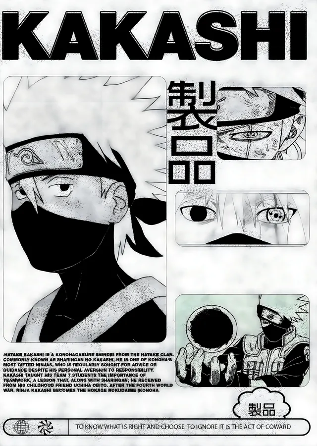 Naruto: Kakashi Hatake Grafik Panosu metal tablo