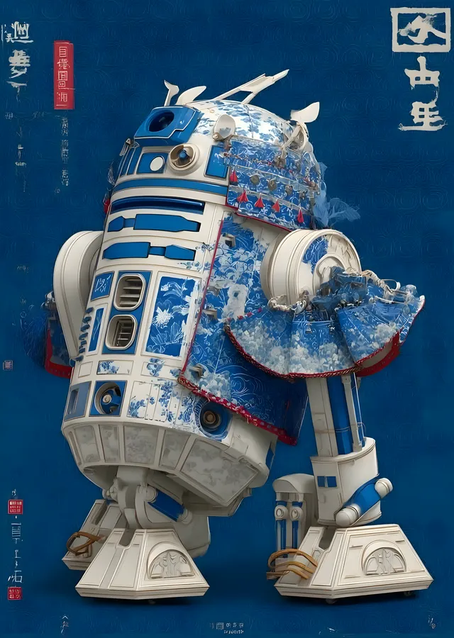 R2-D2: Çin Desenli Robot metal tablo