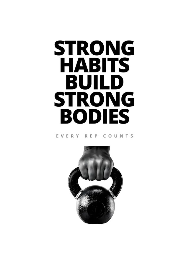Strong Habits Build Strong Bodies metal tablo