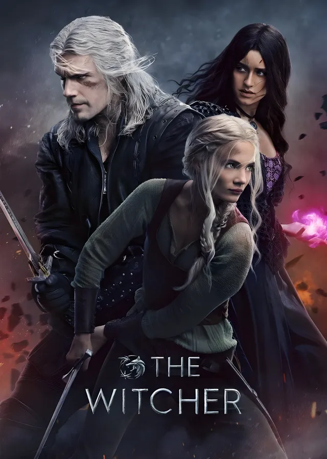 The Witcher: Geralt, Yennefer ve Ciri metal tablo