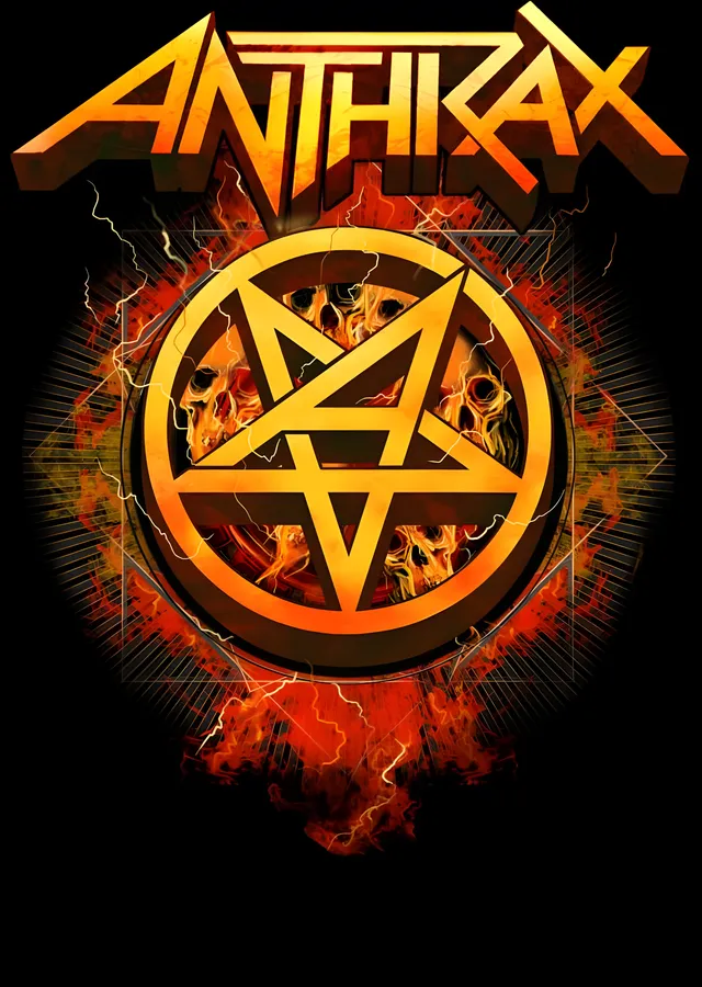 Anthrax - Alevli Pentagram metal tablo