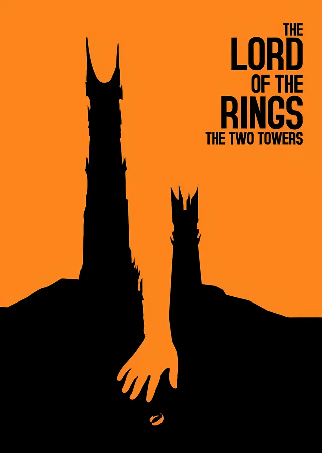 The Lord of the Rings: The Two Towers - Turuncu Arka Planlı metal tablo