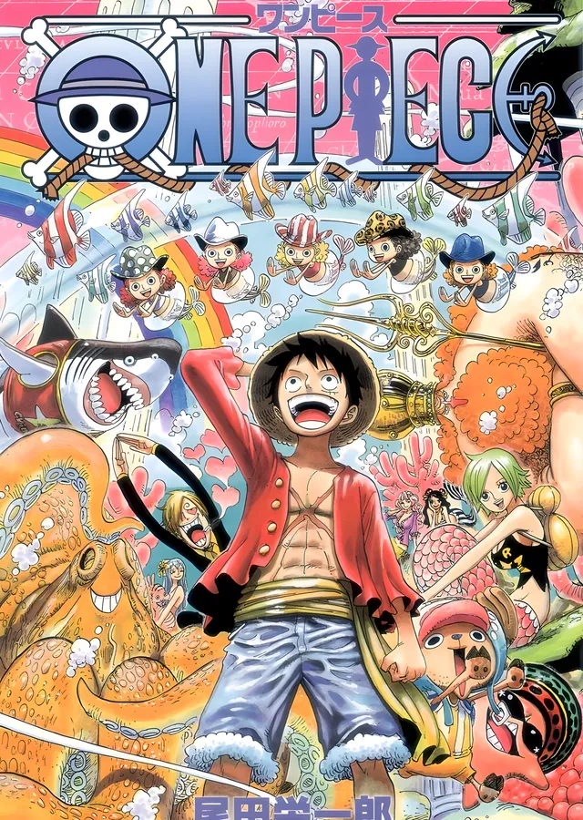 One Piece: Renkli Manga Kapağında Luffy metal tablo