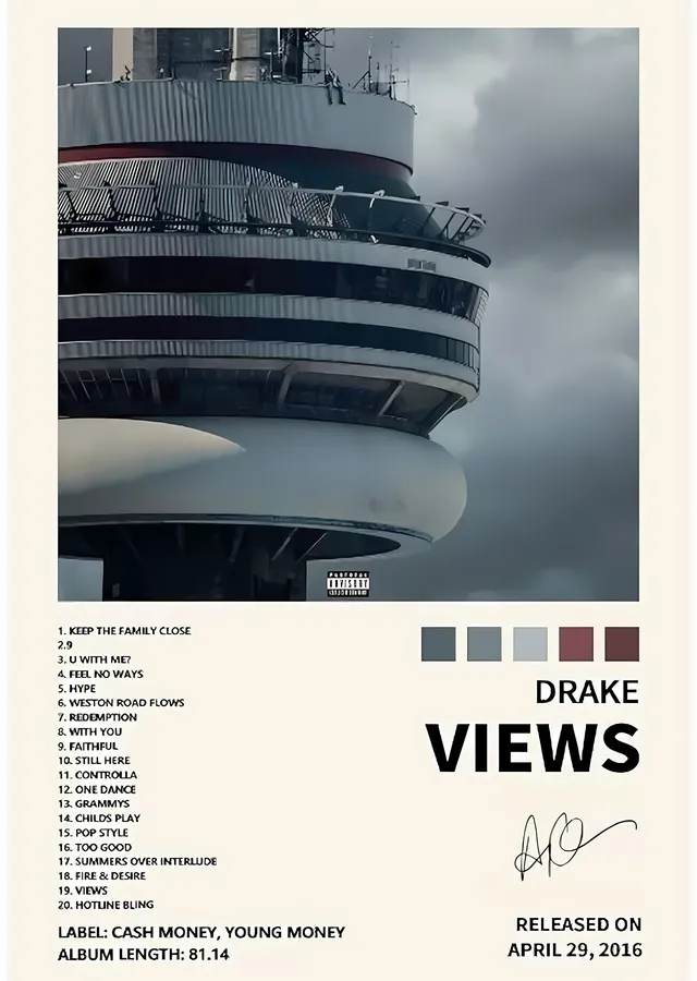 Drake: Views metal tablo