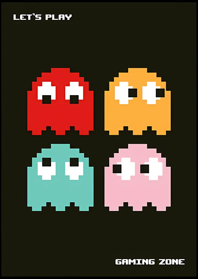 Pac-Man: Klasik Oyun Karakterleri metal tablo