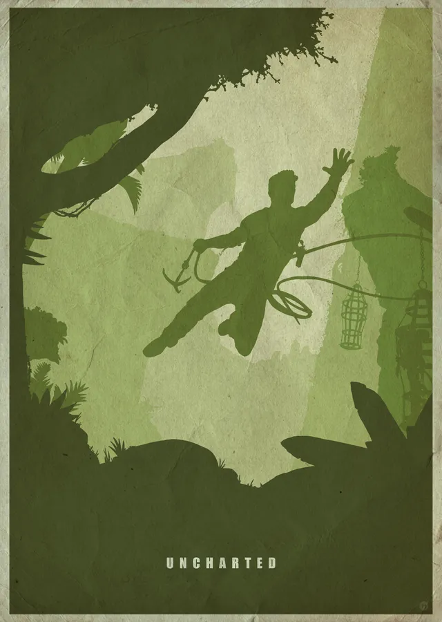 Uncharted - Yeşil Siluet metal tablo