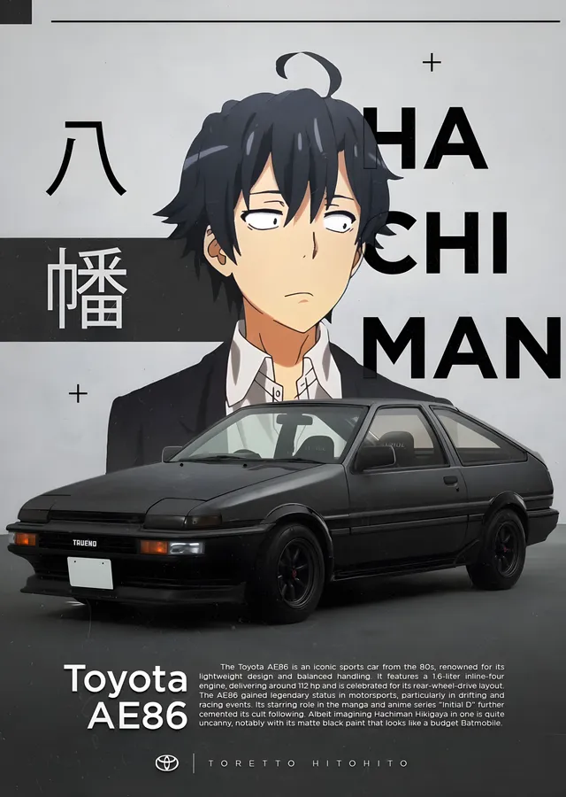 Hachiman ve Toyota AE86 metal tablo