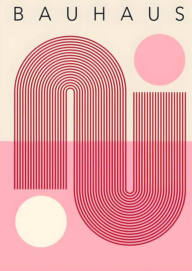 Bauhaus · Pembe Geometri metal tablo