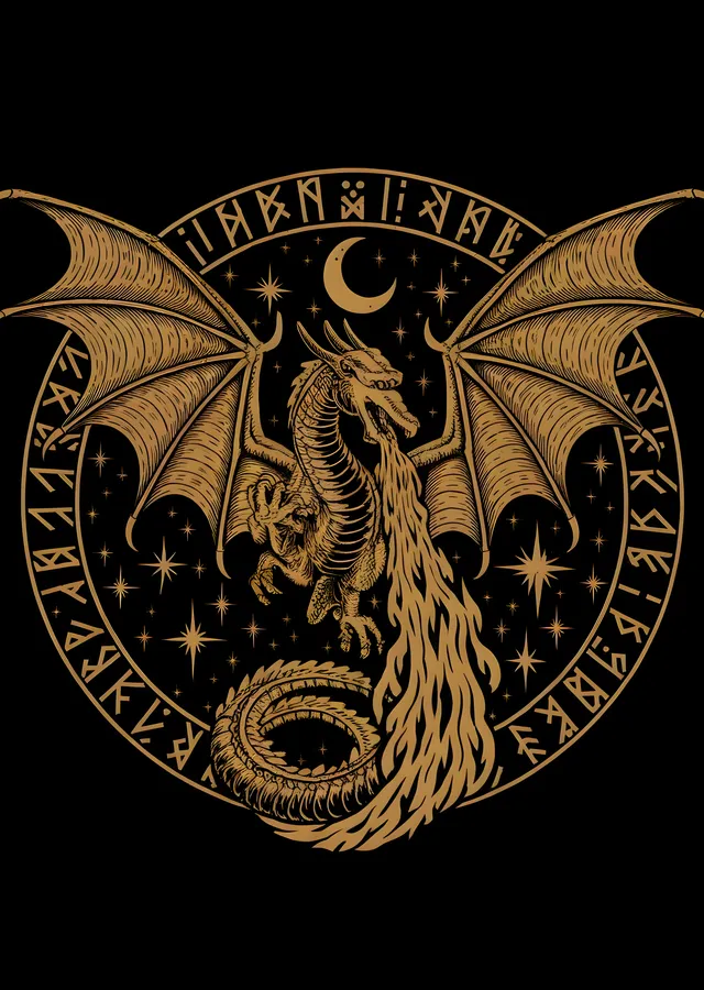 Altın Dragon: Siyah Arka Plan metal tablo