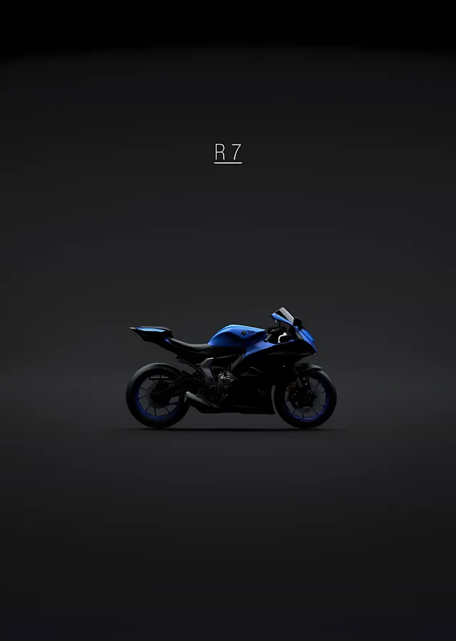 Yamaha R7 - Minimal Siyah metal tablo