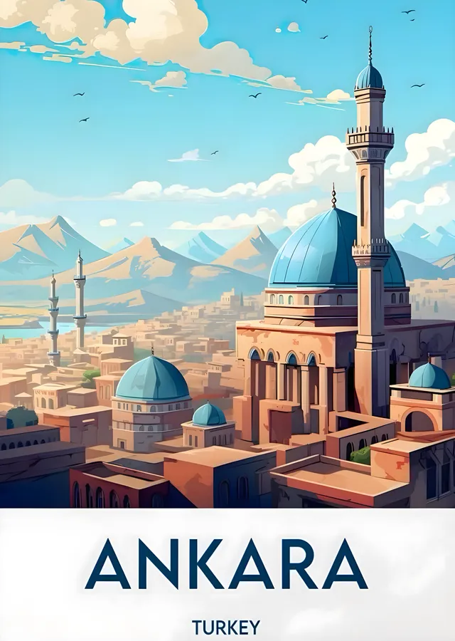 Ankara Camileri ve Dağlar metal tablo