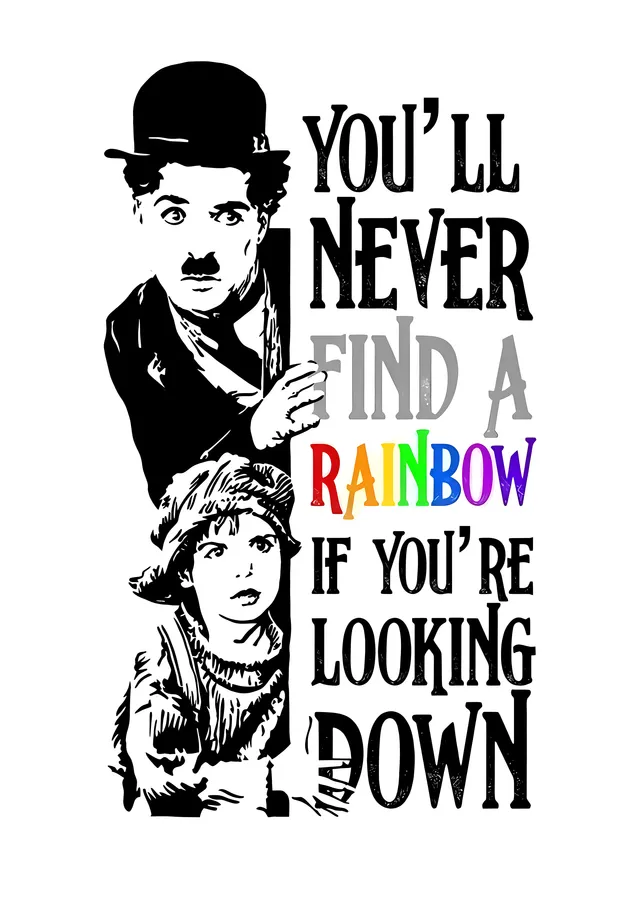 Charlie Chaplin: Aşağı Bakma metal tablo