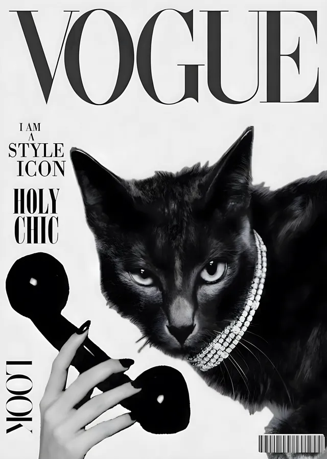 Siyah Kedi Vogue Kapak metal tablo