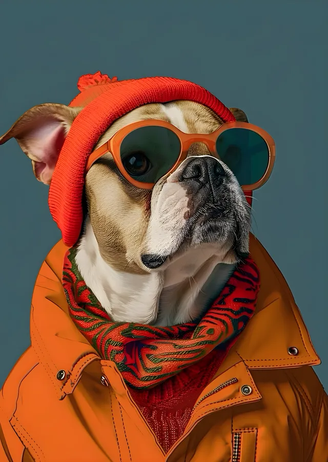 Şık Köpek: Moda İkonu metal tablo
