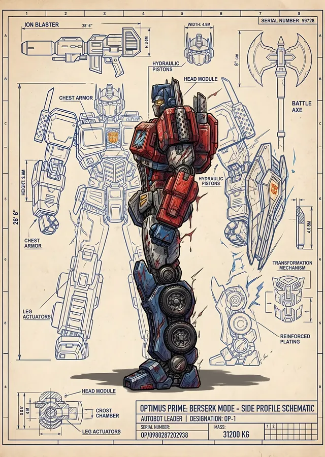 Optimus Prime: Berserk Modu metal tablo