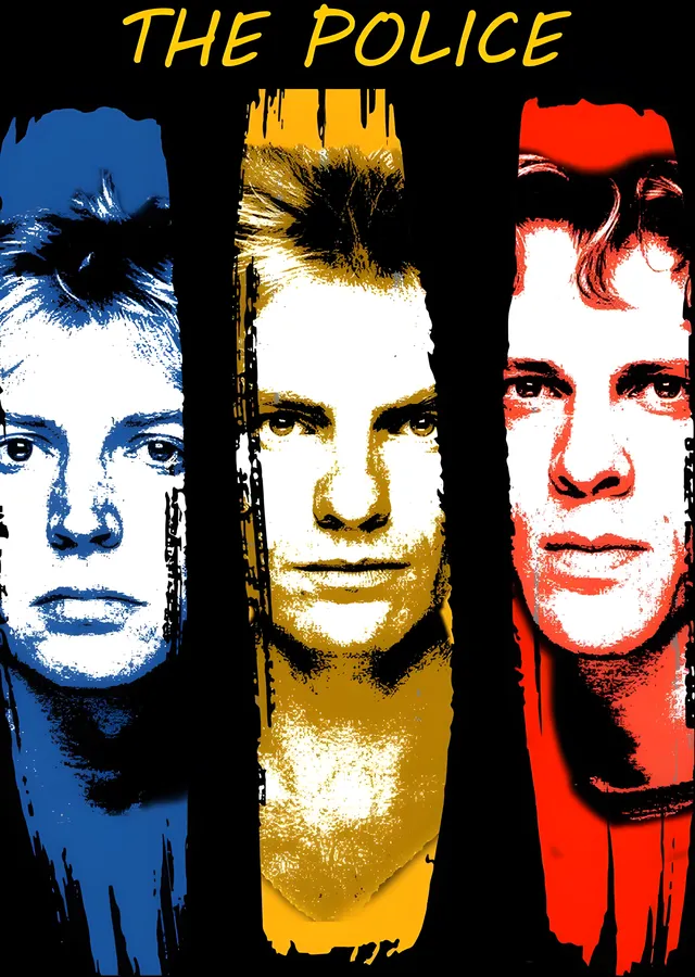 The Police: Üç Renkli Portre metal tablo