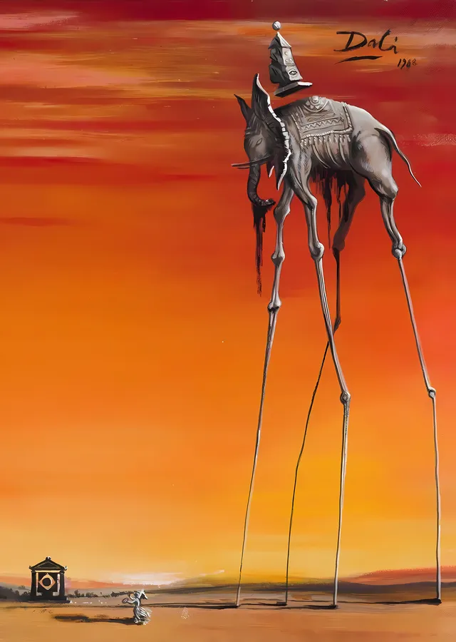 Salvador Dalí · Fil ve Dikilitaş metal tablo