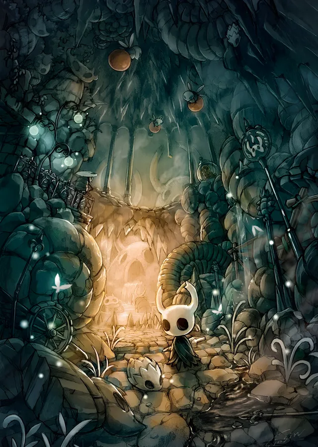 Hollow Knight - Mağara metal tablo