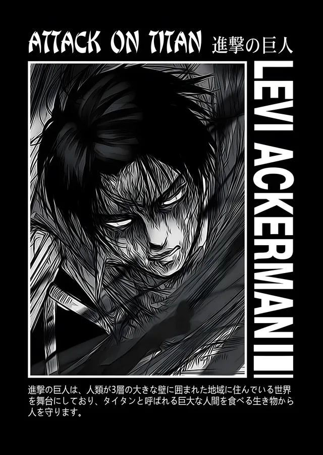 Attack on Titan: Levi Ackerman Portresi metal tablo