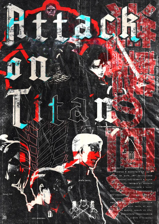 Attack on Titan: Grunge Tipografi Afişi metal tablo
