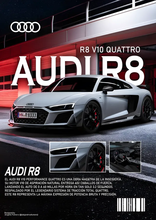 Audi R8 V10 Quattro metal tablo