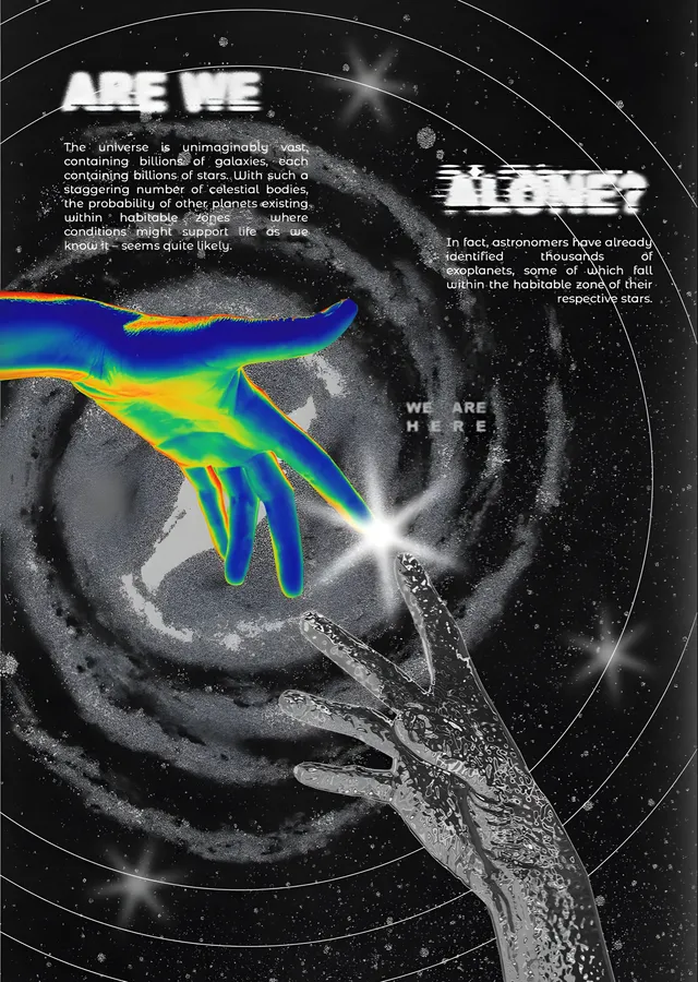 Are We Alone - Evrene Uzanan Eller metal tablo