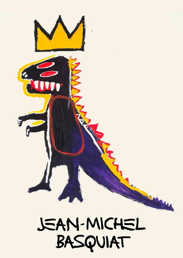 Jean-Michel Basquiat: Dinozor Kral metal tablo