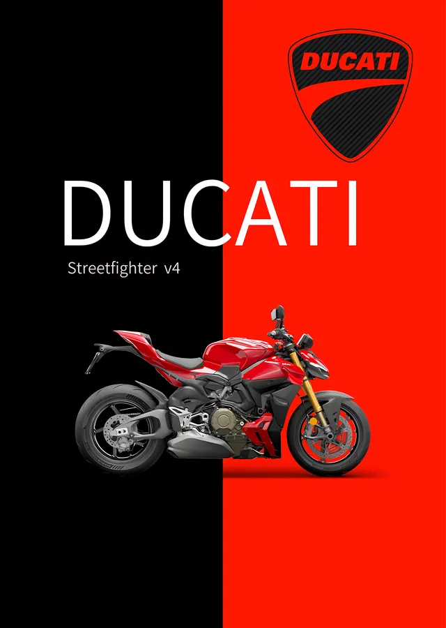 Ducati Streetfighter V4 - Kırmızı Şerit Zemin metal tablo