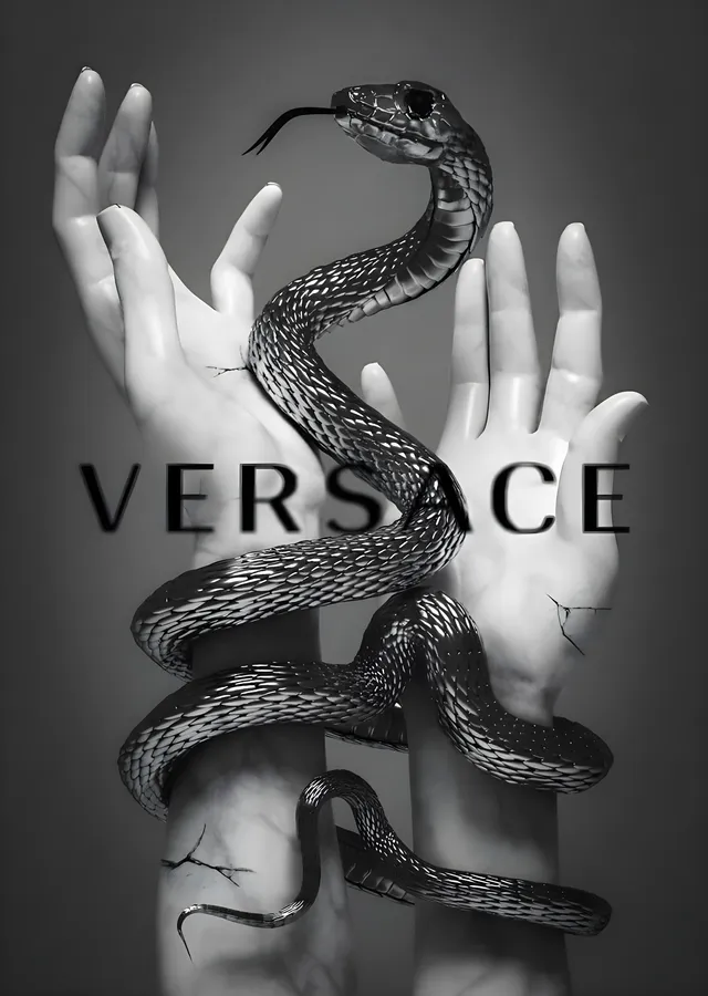 Versace: Yılan ve El metal tablo