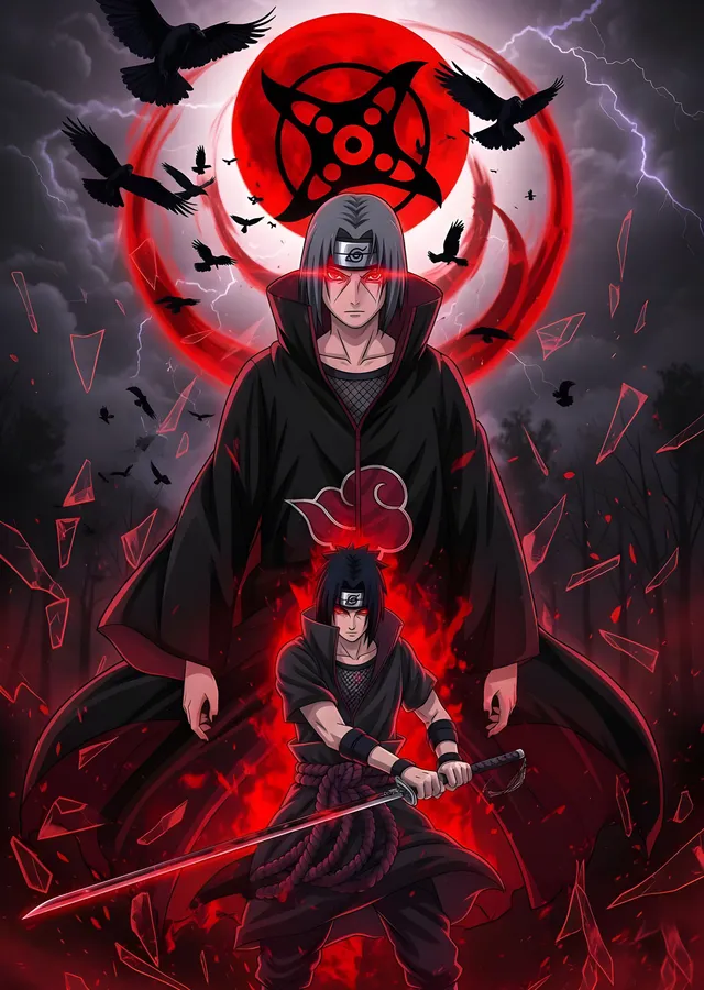 Naruto - Uchiha Itachi: Kızıl Şimşek metal tablo