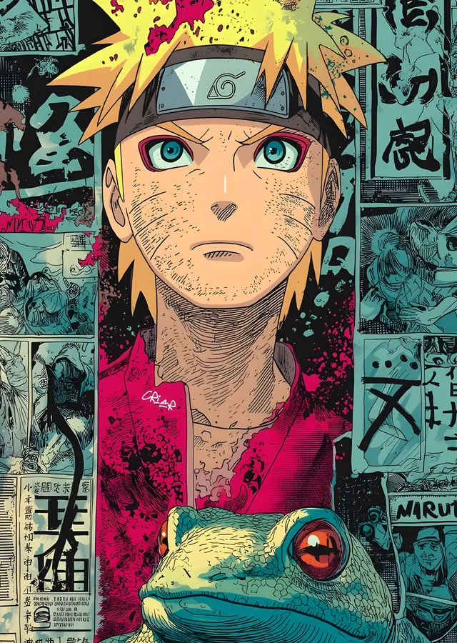 Naruto: Manga Panelleri Kolajı metal tablo