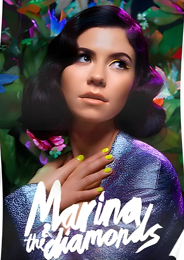 Marina and the Diamonds - Mor Işıkta Kare metal tablo