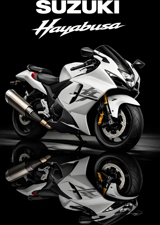 Suzuki Hayabusa - Beyaz Süper Motosiklet metal tablo