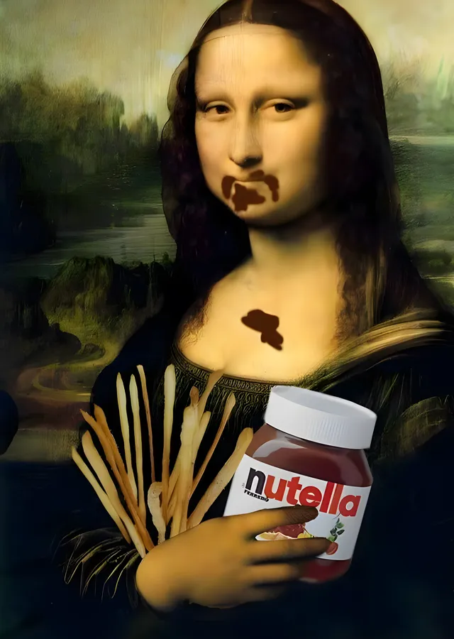 Mona Lisa ile Nutella metal tablo
