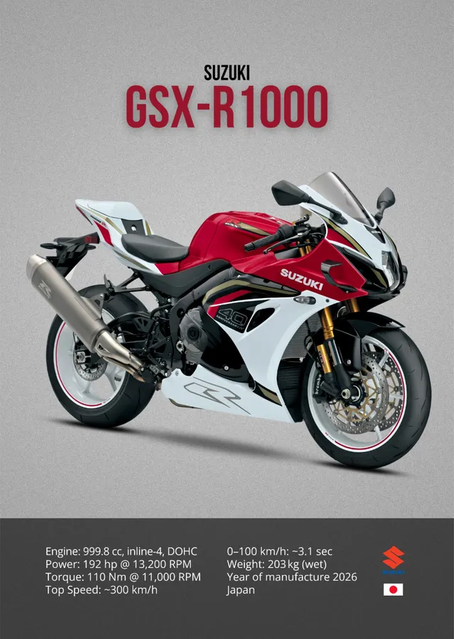 Suzuki GSX-R1000 - Kırmızı Beyaz metal tablo