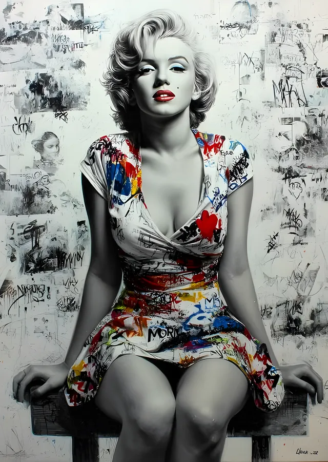Grafiti Elbiseli Marilyn metal tablo