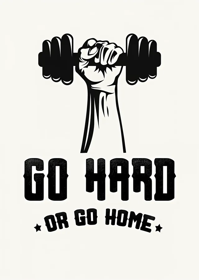 Go Hard or Go Home metal tablo