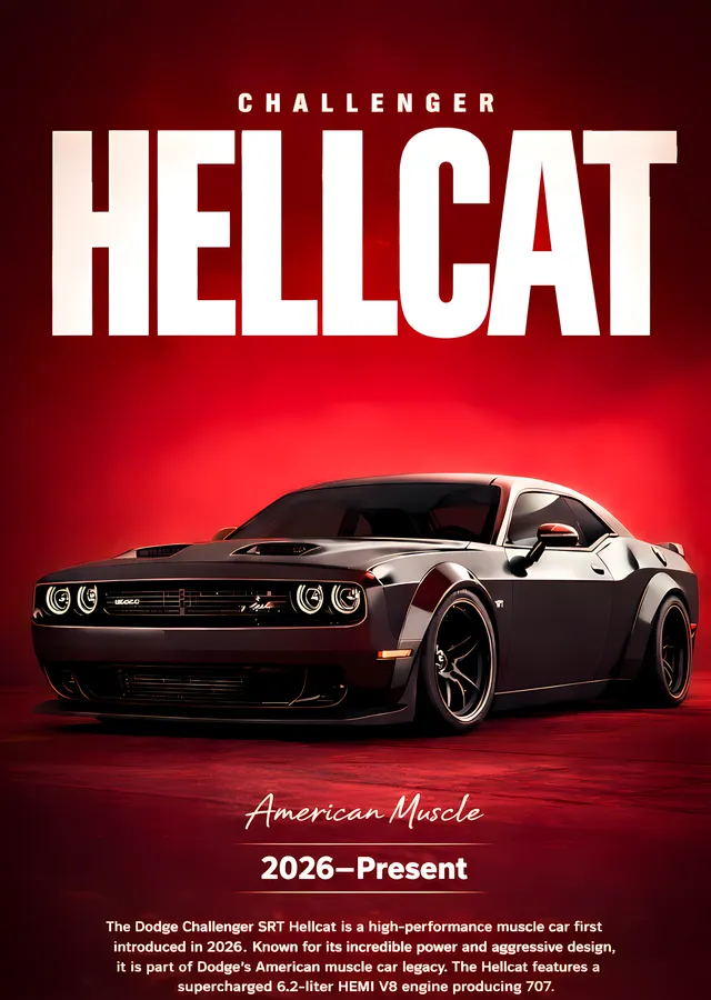 Dodge Challenger Hellcat metal tablo