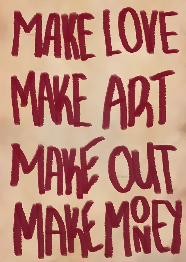 Make Love Make Art metal tablo