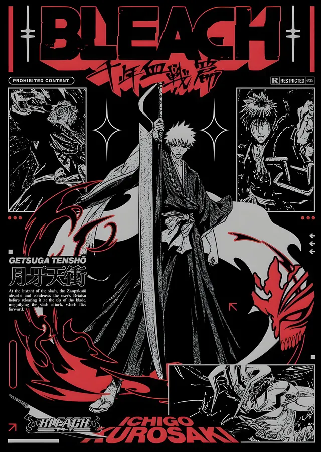 Bleach: Ichigo Kurosaki Getsuga Tensho metal tablo