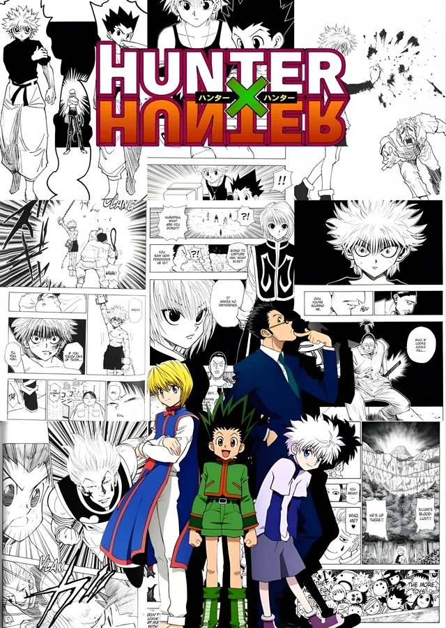Hunter x Hunter: Manga Sayfaları Kolajı metal tablo