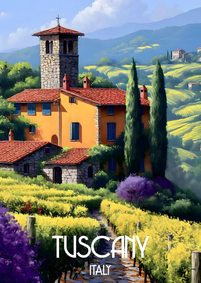 Tuscany Manzara metal tablo