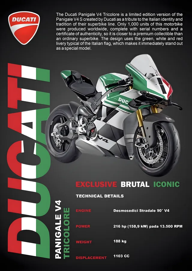 Ducati Panigale V4 Tricolore metal tablo