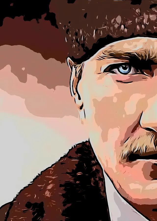 Lacivert Gözlü Atatürk Pop Art Portresi metal tablo