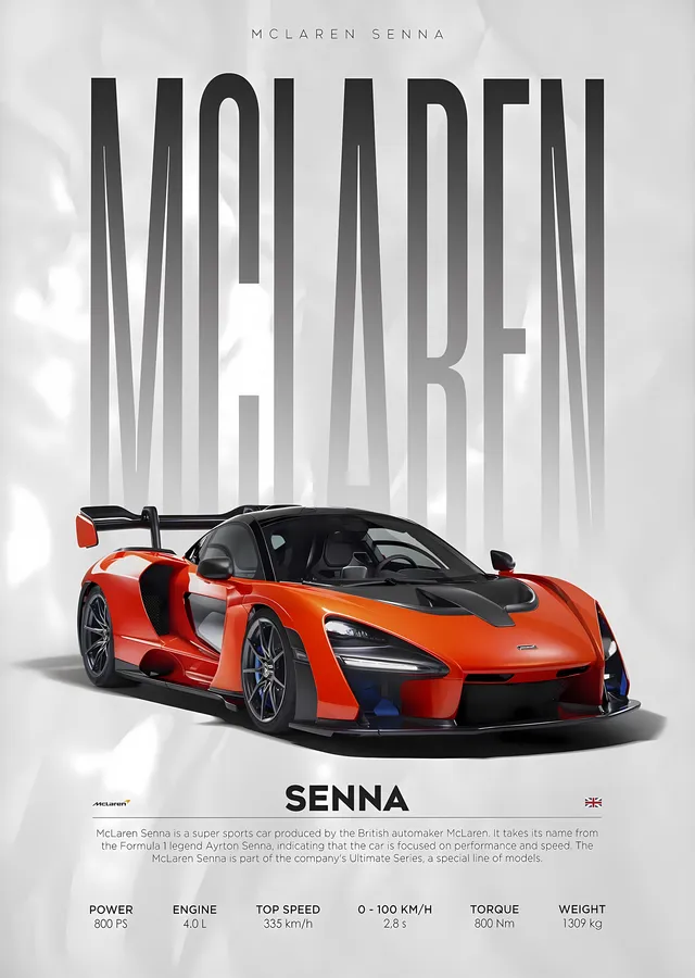 McLaren Senna - Turuncu metal tablo